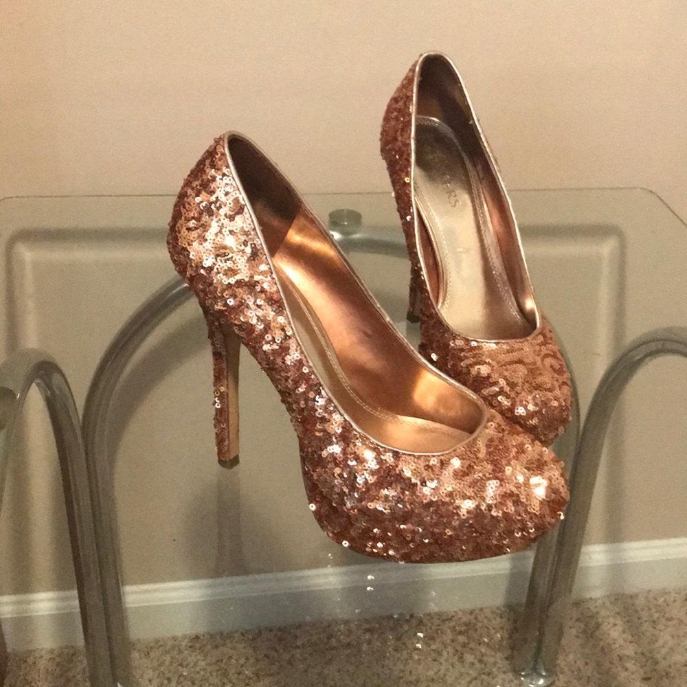 Gold Sequin Heels